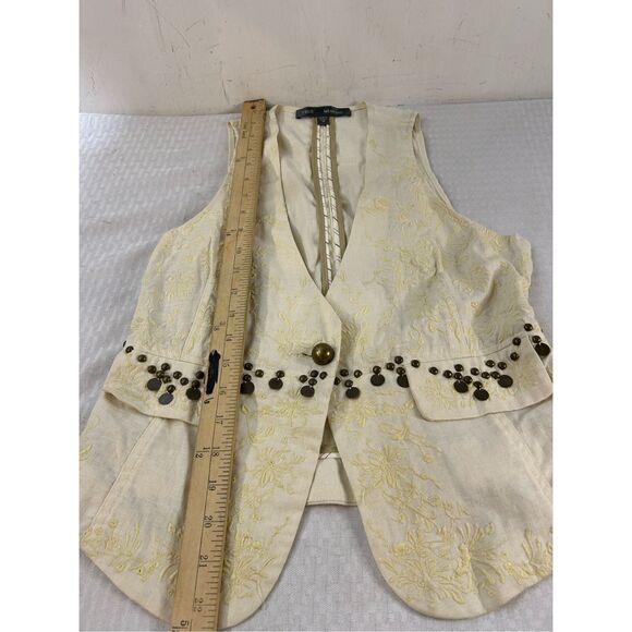 True Meaning Linen M Vest Studs Cream Gray - Picture 8 of 9